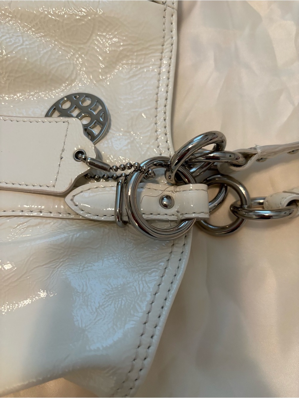 Coach White Patent Leather Shoulder Tote - Picture 8 of 9